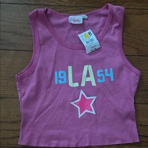 Lucy Pink Tank Top with Star and LA Print